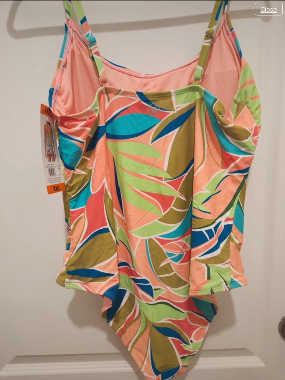 NWT Hurley Colorful Tropical One-Piece Swimsuit - Teal, Purple & Coral Print XXL - Picture 2 of 3